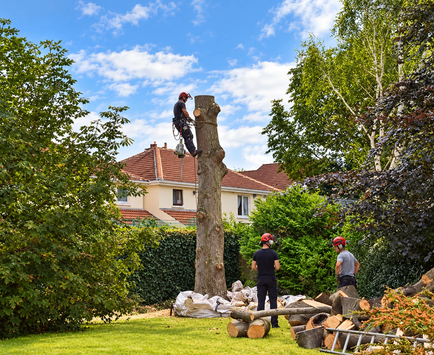 Arborist dismantling a tree